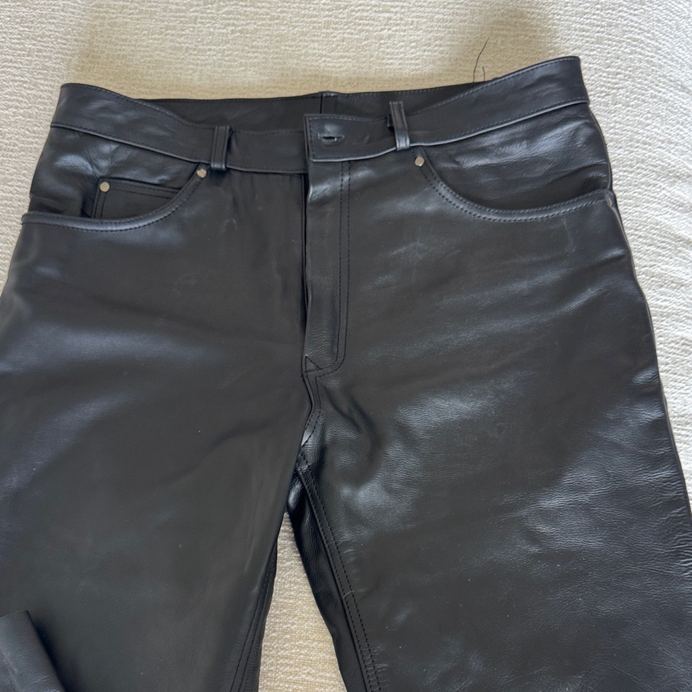 Black Leather Men's Jeans